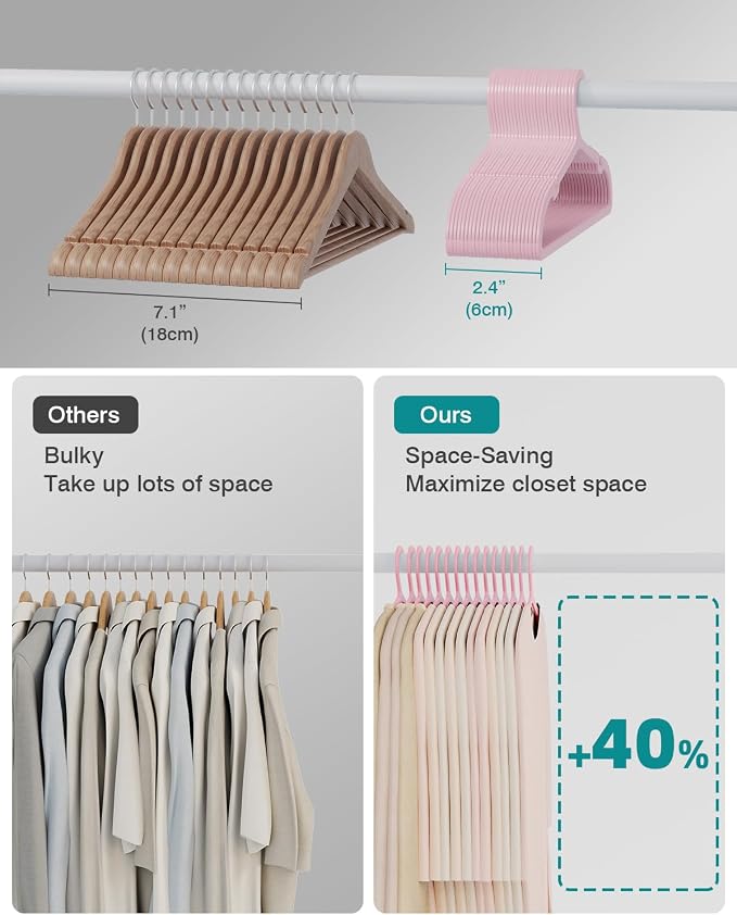 100 Pack Clothes Hangers, Non Slip Plastic Coat Hangers, Space Saving, Heavy - Image 7