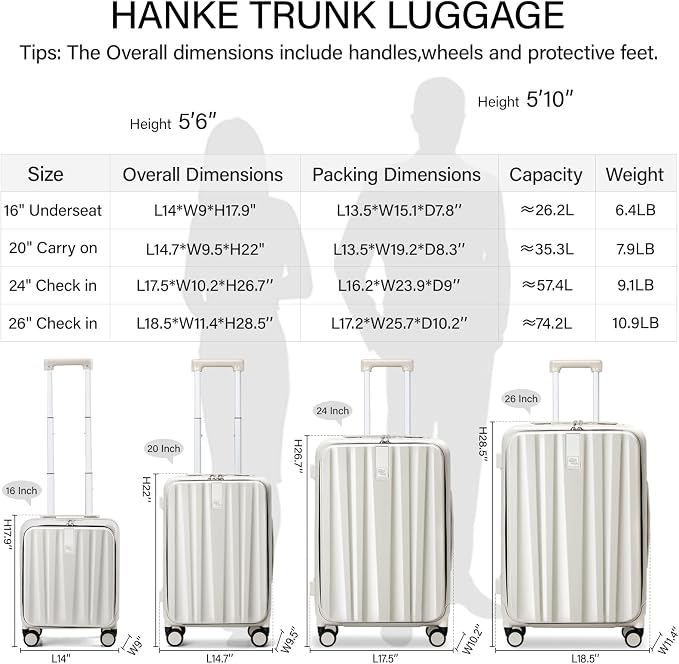 Hanke 26 Inch Large Luggage Suitcase Top Opening Aluminum Frame Travel Luggage - Image 4