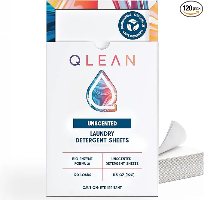 Laundry Detergent Sheets – Travel-Friendly, HE & Standard Washer Safe, by QLean