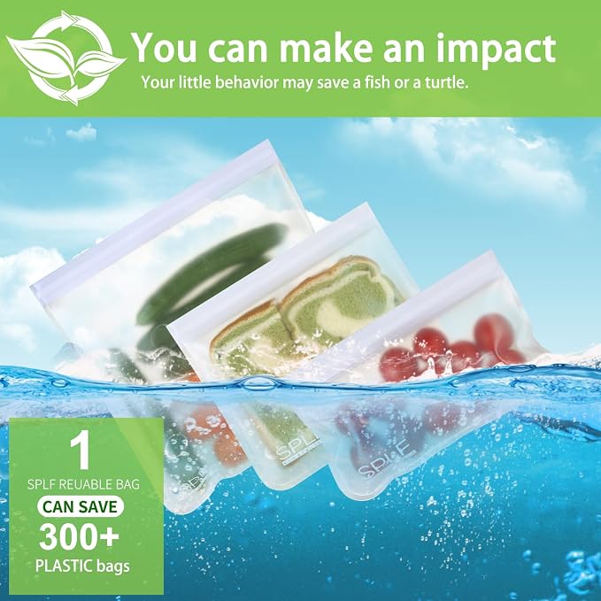 SPLF 6 Pack Dishwasher Safe Reusable Gallon Freezer Bags, BPA FREE Extra Thick - Image 8