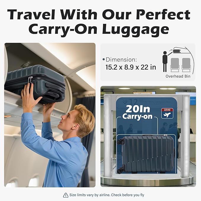 Coolife 20-Inch Small Carry on Hardside PC+ABS Spinner TSA Lock Telescopic - Image 2