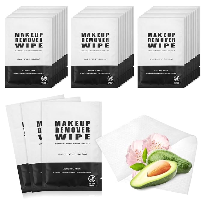 200 Count Makeup Remover Wipes Individually Wrapped Makeup Wipes Bulk Face by Gisdo