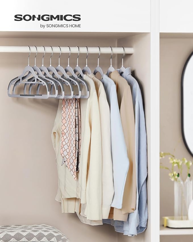 SONGMICS Pack of 60 Coat Hangers, Space-Saving Plastic Clothes Hangers - Image 2