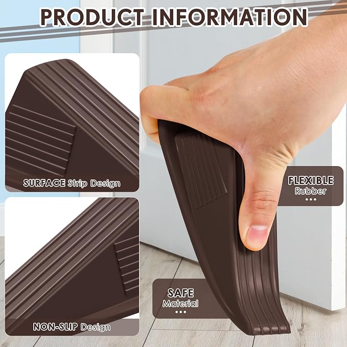 Frienda 4 Pcs Jumbo Door Stoppers Heavy Duty Door Stopper Tall up to 2inch Tall - Image 3