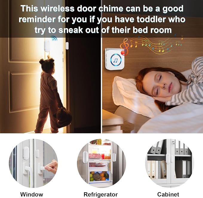 SanJie Door Sensor Chime for Door Opens, Business/Home/Office/Store, 500 FT - Image 3