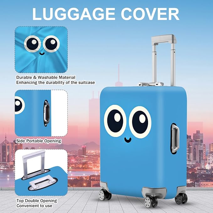 ANNA QUEEN Cute Smiley Face Luggage Cover, Stretchable, Washable Travel Cover - Image 2
