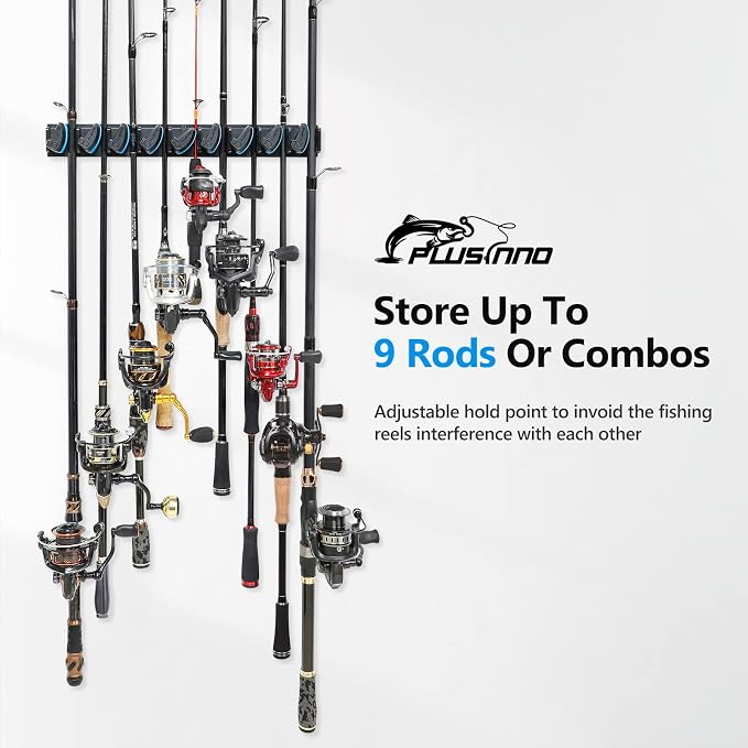 PLUSINNO Vertical Fishing Rod Holder, Wall Mounted Fishing Rod Rack, Fishing - Image 3
