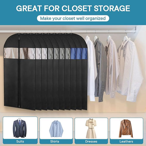 10 Pack - Moucas 43" Black Garment Bag, Mens Suit Bags - Image 2