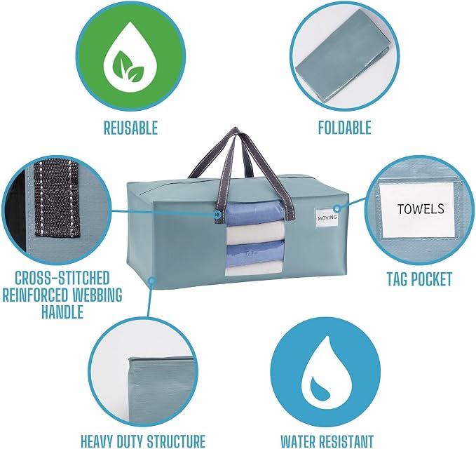 VENO 6 Pack Moving Bags for College, Heavy-Duty Storage Totes, Moving Boxes and - Image 7