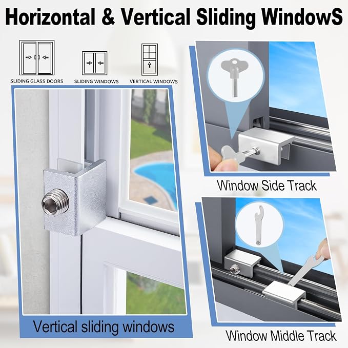 Sliding Window Locks for Up and Down Windows, Adjustable Aluminum Window - Image 4