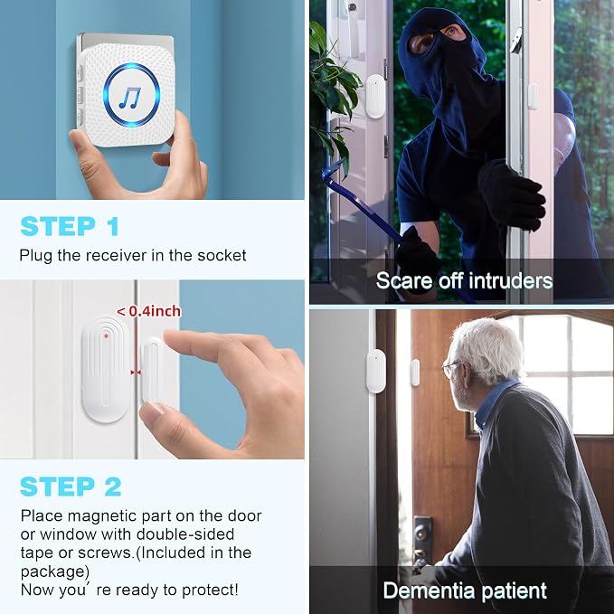 SanJie Door Chime, Door Open Contact Sensor Alarm - Image 5