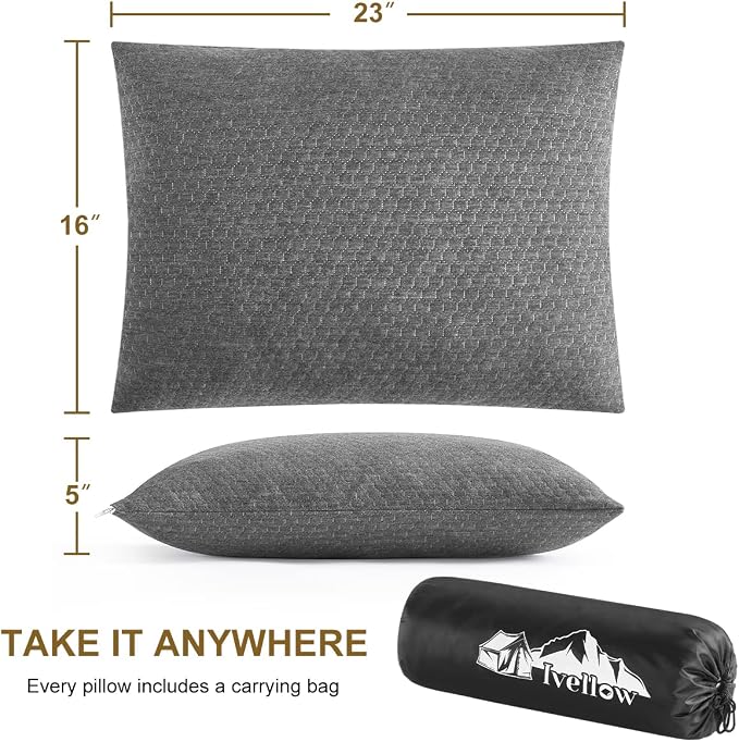Ivellow Memory Foam Travel Pillow Compressible Camping Pillow - Image 5