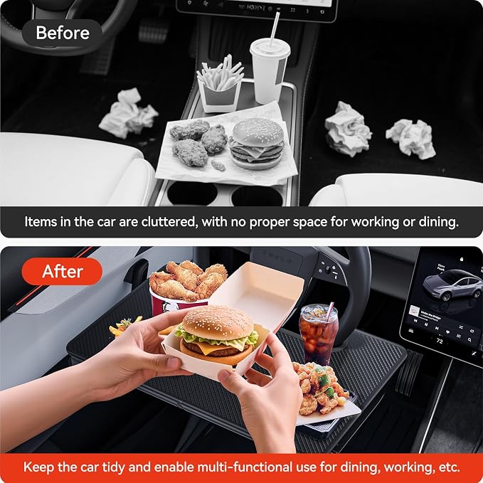 YONZEE 2-in-1 Car Steering Wheel Desk Tray & Car Seat Gap Filler Organizer – - Image 6