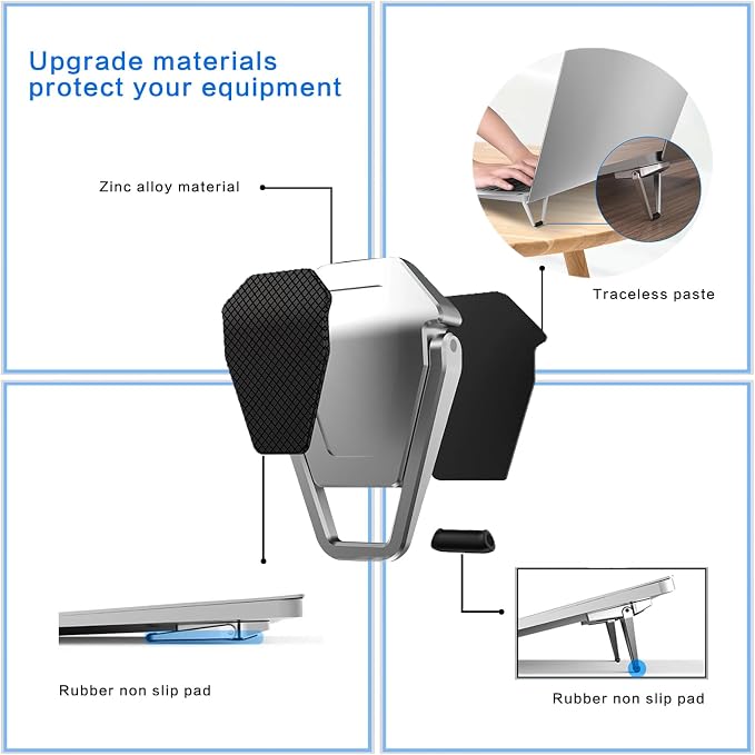 Laptop Stand Portable, Zinc Alloy Laptop Mini Stand, Laptop Riser Invisible - Image 3