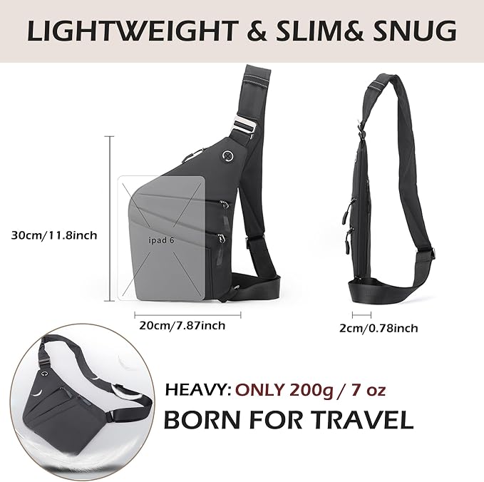 Anti Theft Crossbody Bags for Women Men, Slim Sling Bags - Image 4