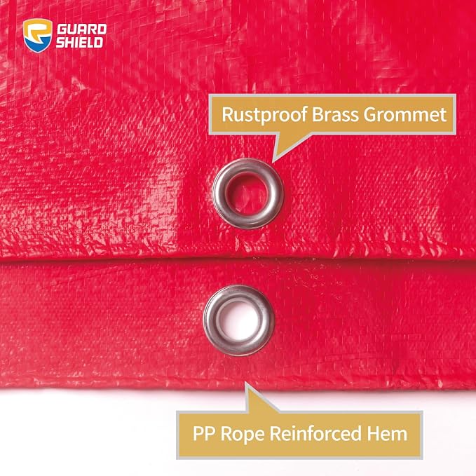 GUARD SHIELD Red Tarp 8x8 Feet Tarps High Visibility Outdoor Poly Cover - Image 3