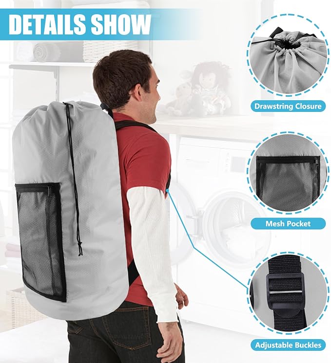 Laundry Bag Backpack, Extra Large Travel Laundry Bag - Image 4