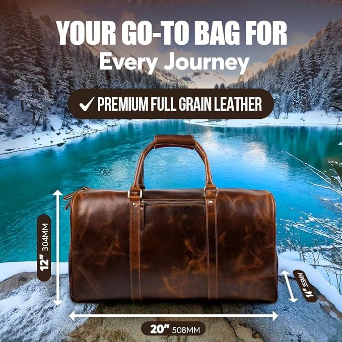 ELIZO Leather Duffle Bag For Men Women Real Full Garin Custom Travel Overnight - Image 3