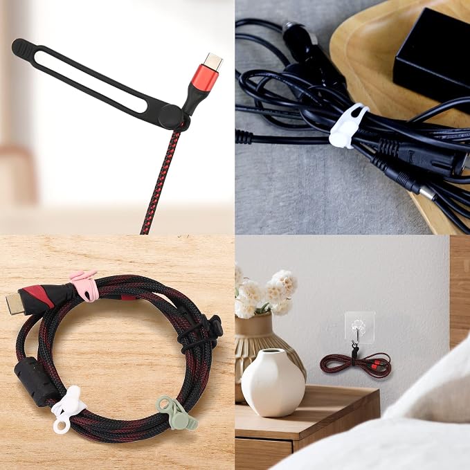 UMUST Silicone Cable Ties, Reusable Cable Management Organizer, Cord Tie - Image 7
