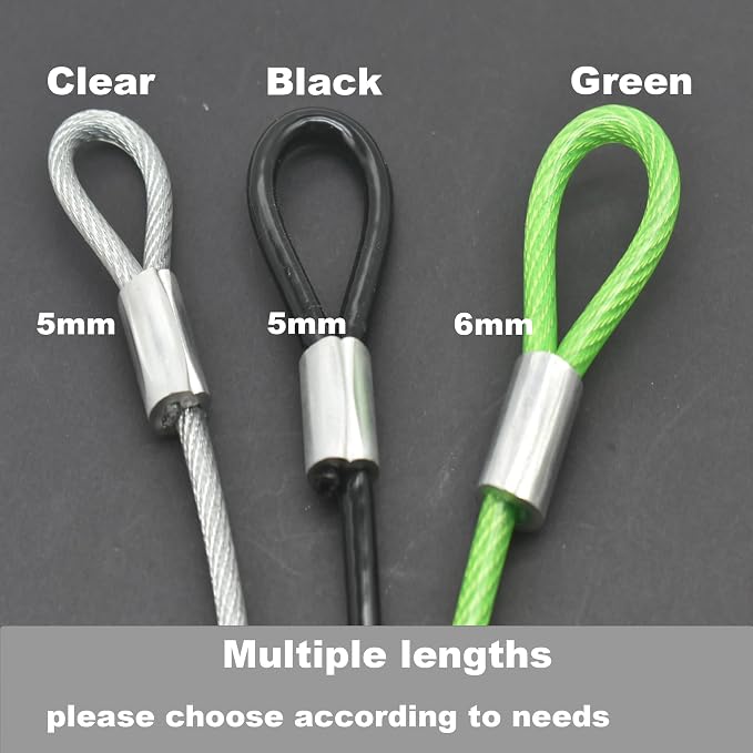 7FT 4mm Stainless Steel Outdoor Travel Security Cable Lock, Braided Steel - Image 3