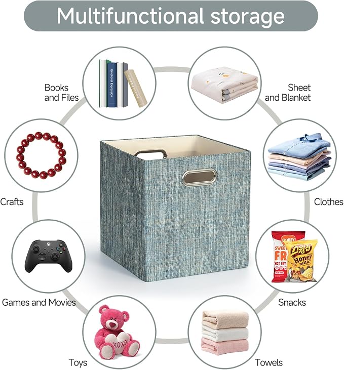 Posprica Storage Basket Bins, 13×13×13 Foldable Storage Boxes Fabric Drawer - Image 6