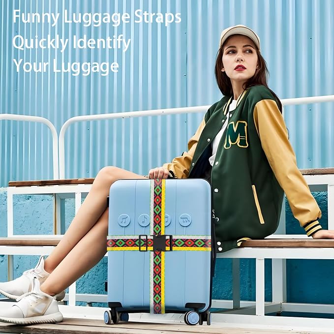 Geometric Arts Luggage Straps for Suitcases, Adjustable Luggage Travel Belt to - Image 7