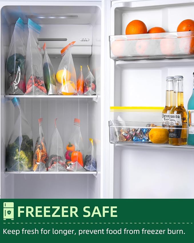 Lerine 18 Pack Reusable Freezer Bags Dishwasher Microwave Safe, Stand Up BPA - Image 3