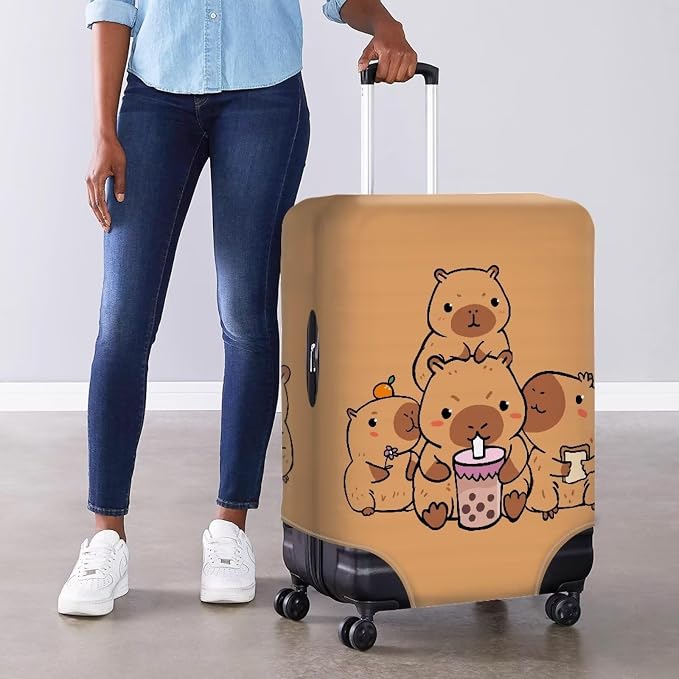 Milk Tea Capybara Luggage Cover Fit 18-21 Inch Universal Thickness Suitcase - Image 4