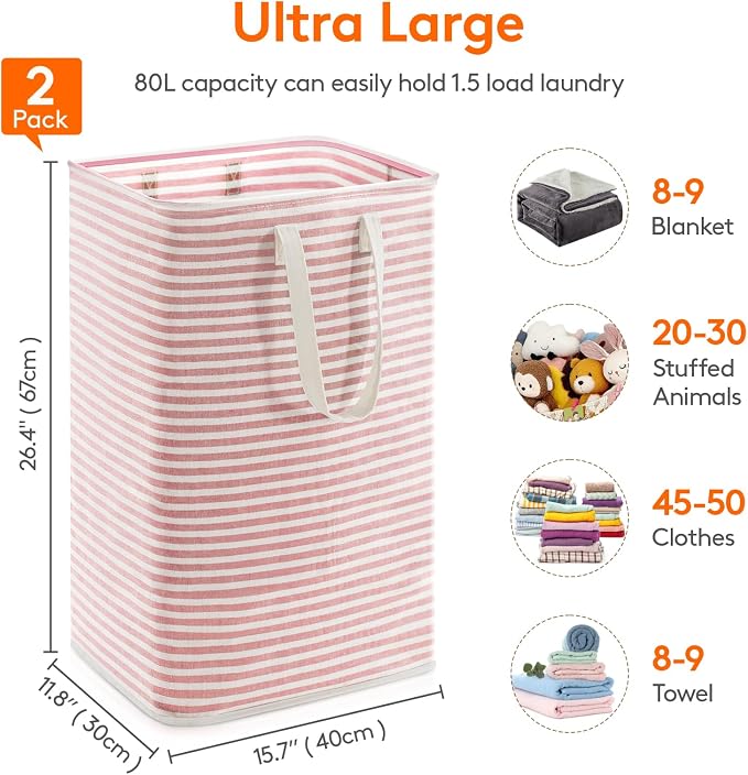 Lifewit 2 Pack Laundry Hamper Large Collapsible Laundry Basket, Freestanding - Image 3
