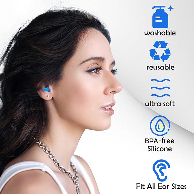 20 Pairs Ear Plugs for Sleeping Noise Cancelling, Reusable Silicone Sound - Image 4