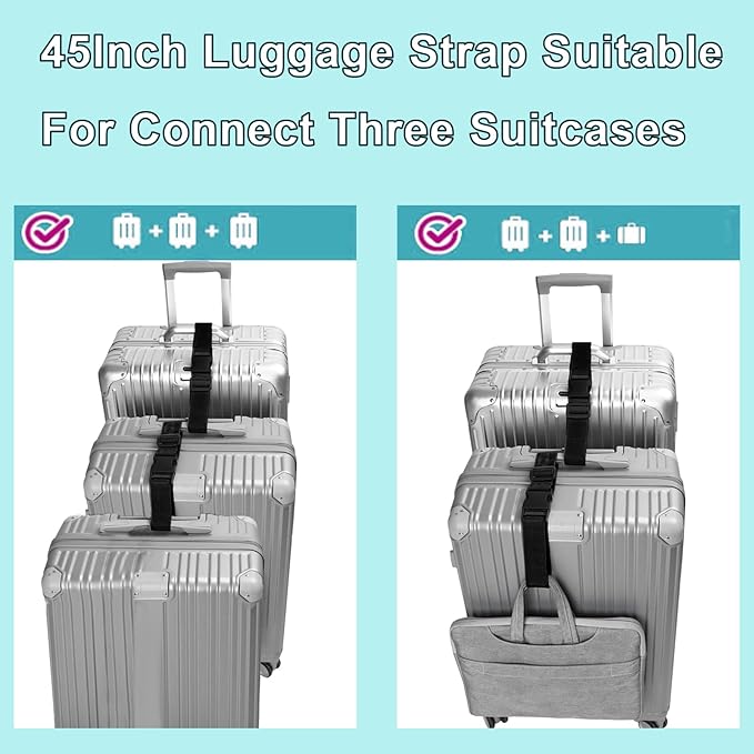 4Pack Luggage Straps Add Bag Straps to Connect Two Suitcases, Adjustable - Image 4