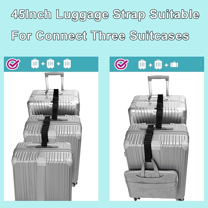 4Pack Luggage Straps for Suitcases, Travel Connector for Carry On Bag, Add Bag - Image 4