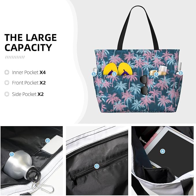 Beach Bag for Women Beach Tote Bag Waterproof Sandproof Large Bags - Image 3