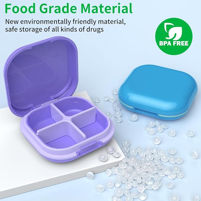 Daily Pill Organizer 4 Compartments, Small Pill Box Portable Travel Pill Case - Image 6