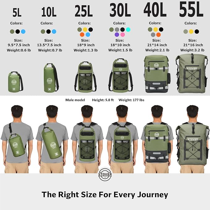 STOVER 5/10/25/30/40/55L Waterproof Backpack- Floating Dry Bag - Image 8