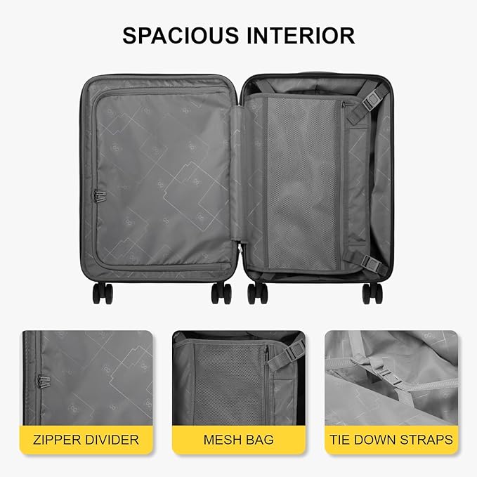 LEVEL8 Grace Carry on Luggage, 20 Inch Expandable Hard Shell Suitcases - Image 7