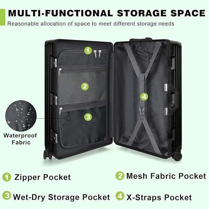 AnyZip Carry On Luggage PC+ABS Aluminum Frame Zipperless Luggage Hard Shell - Image 2