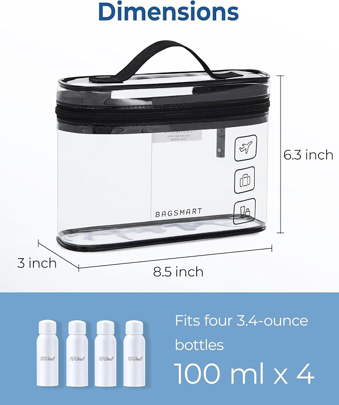 BAGSMART TSA Approved Toiletry Bag, 2 Pack Clear Makeup Cosmetic Bag Organizer - Image 4