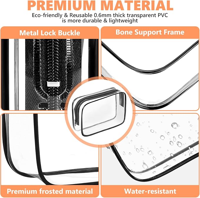 AURUZA 4 Pack Clear Toiletry Bag, Portable Travel Makeup Pouch - Image 4
