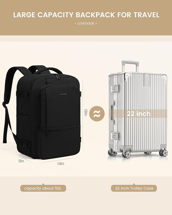 LOVEVOOK Travel Backpack for Women & Men, 50L Large Carry On Backpack Airline - Image 3