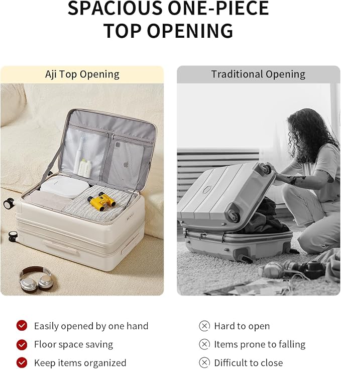 aji Expandable Top Open 26 Inch Checked Luggage - Image 4