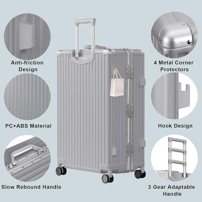 AnyZip Luggage PC+ABS Aluminum Frame Zipperless Checked Luggage Hard Shell - Image 3