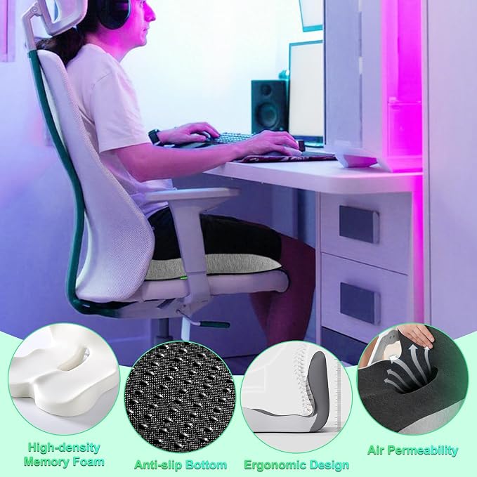 Buttocks Cushion for Office Chair Memory Foam Seat Pad for Butt Support - Image 8