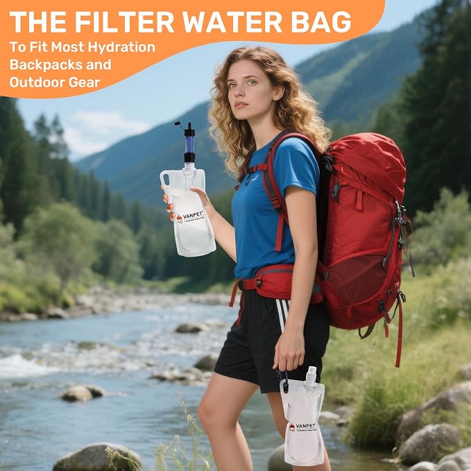 1L Hiking Collapsible Water Bottles, 33OZ BPA-Free Plastic Flasks, Reusable - Image 3