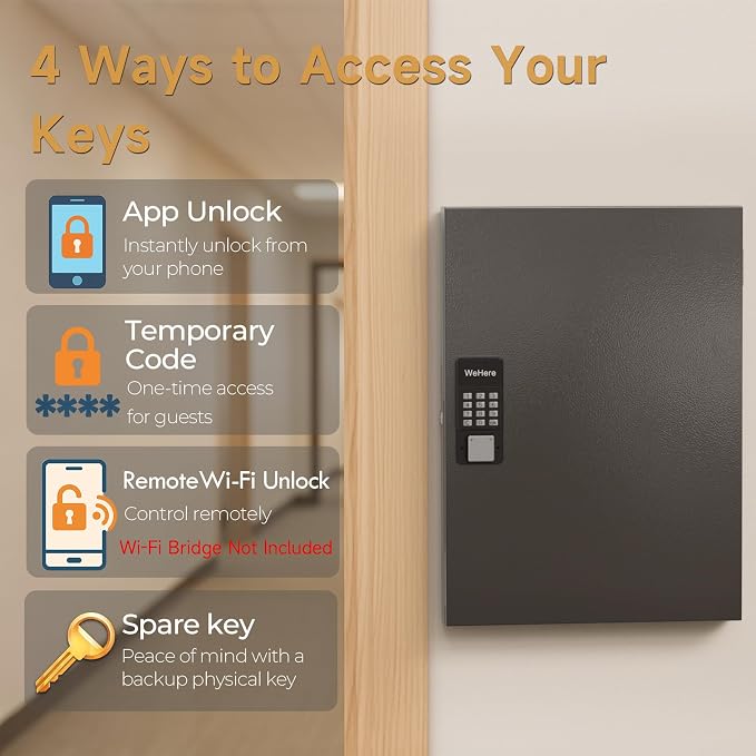 72 Key Cabinet Organizer, Metal Key Lock Box Wall Mount use OTP Technology - Image 3