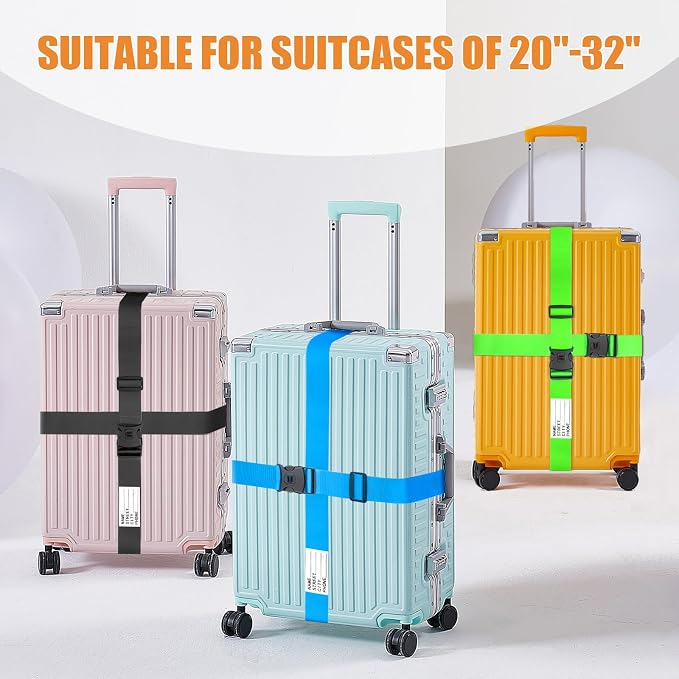 BILIONE Luggage Straps 88 inch Adjustable Suitcase Belt, Lockable Against - Image 2