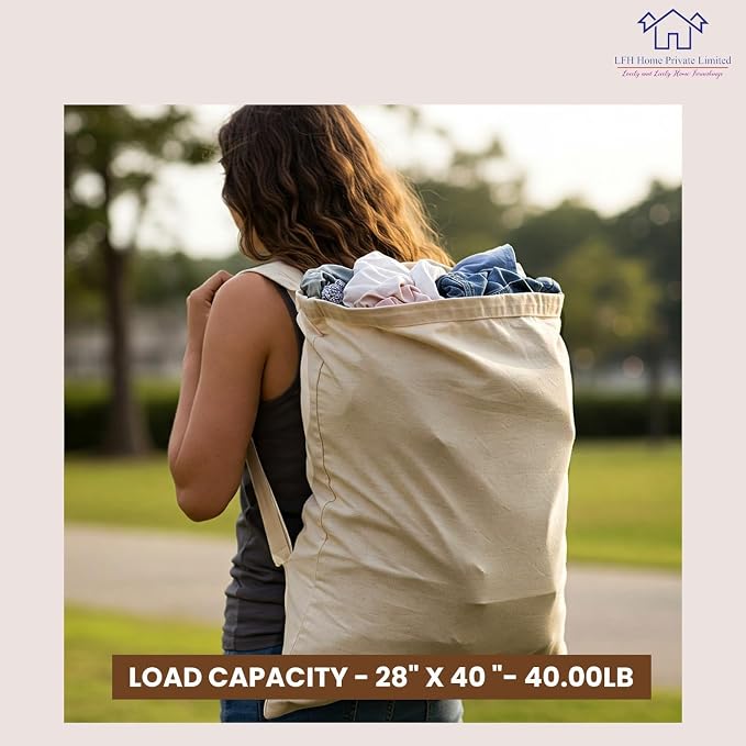LFH Home Large Premium 100% Cotton Canvas Laundry Bag - Image 4