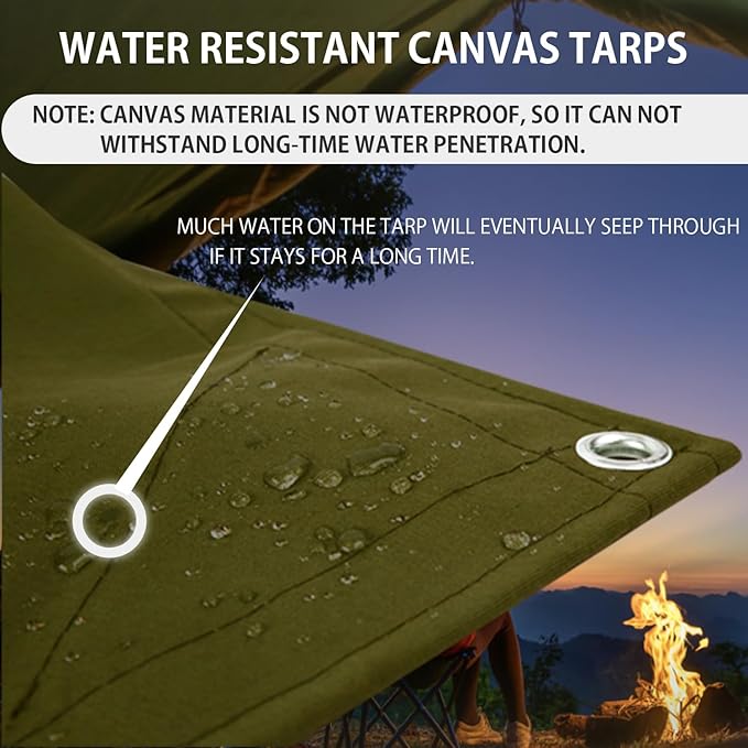 FoundGo Canvas Tarp 8x12ft Heavy Duty Waterproof Tarps - Image 4