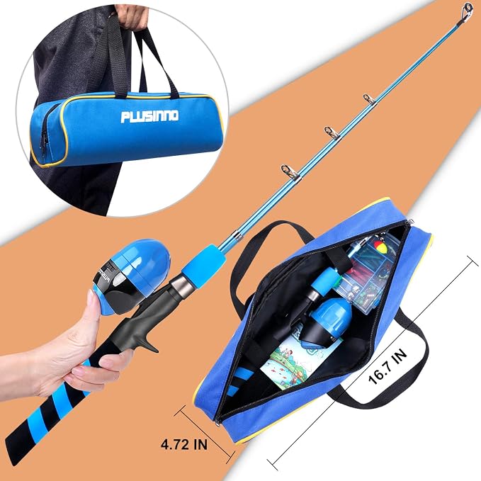 PLUSINNO Kids Fishing Pole, Portable Telescopic Fishing Rod and Reel Combo Kit - - Image 5