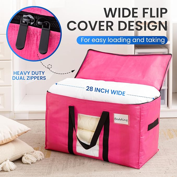 TAILI 6 Pack Pink Extra Large Moving Bags, Heavy Duty Totes - Image 2